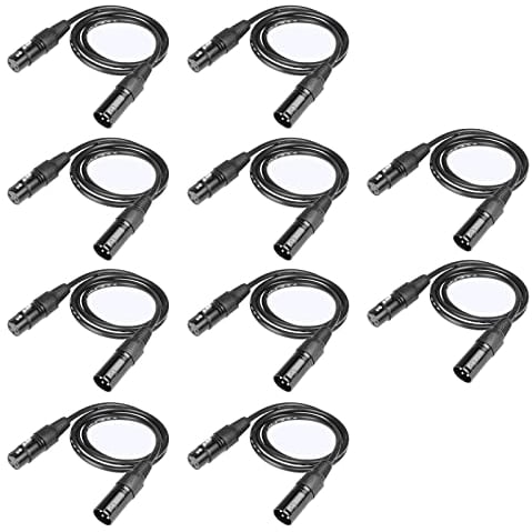 TSSS 10 Stück 1 Meter 3 Pin Stecker XLR Buchse Zwischenstecker Kabel DMX Signal Draht für Bühnenbeleuchtung