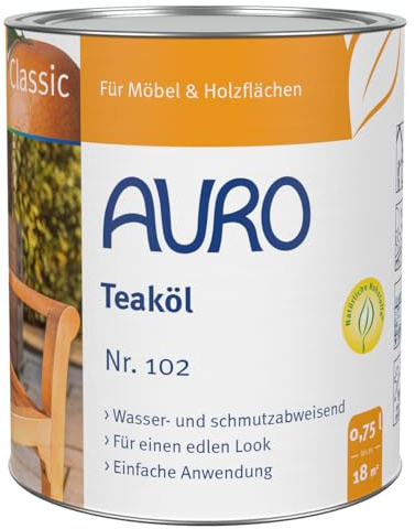 AURO Gartenmöbelöl Classic Nr.102-81 Teaköl, 0,75 Liter