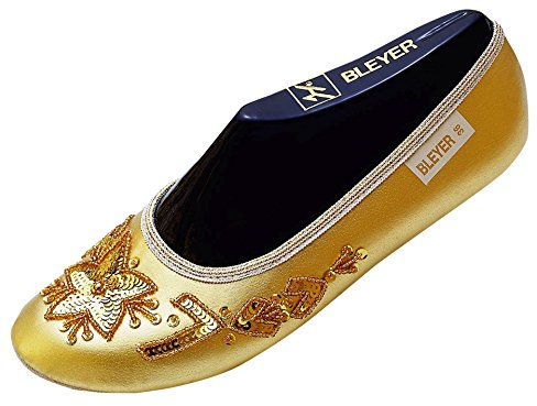 Bleyer Pailettenbestickte Bauchtanzschuhe, Gymnastikschuhe orientalischer Tanz-Schuhe, Gold (36)