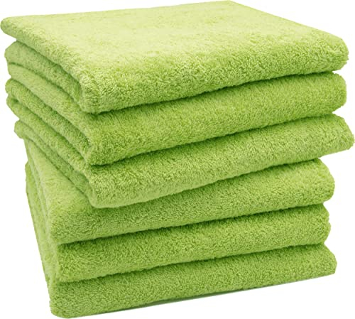 ZOLLNER 6er Set Handtücher in 50x100 cm - besonders weiche und saugstarke Gästehandtücher in grün - mit praktischem Aufhänger - waschbar bis 95°C - Baumwolle - Hotelqualität