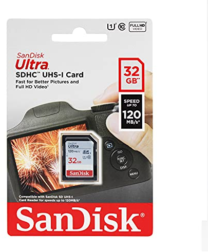 SanDisk SDSDUNC-032G-GN6IN Ultra SDHC Memory Card Up to 80 MB/s, Class 10, U1, 32 GB, Black/Grey