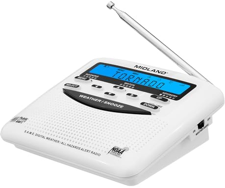 Midland - WR120B - NOAA Emergency Weather Alert Radio | Localized Programming, Trilingual Display, 60+ Emergency Alerts, Alarm, Selectable Alert Tone