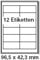 PRIPA Etikettenformat 96,5 x 42,3 mm, 200 Blatt DIN A4 Selbstklebende Etiketten