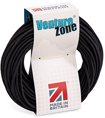 Premium Black Shock Cord 3mm Diameter – 1, 2, 5, 10 & 25 Metre Lengths (Bungee Cord) – Made in UK (3mm Shock Cord, 5 Metres)