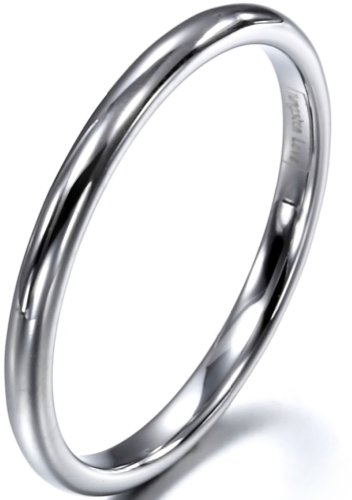 JewelryWe Schmuck 2mm Breite Herren Damen Ring Unisex Wolframcarbidring Hoch poliert für Verlobung Hochzeit Band Größe 57