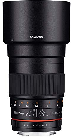 Samyang 1112204101 Obiettivo con messa a fuoco manuale per Pentax 135 mm, F2.0, Lente per connessione