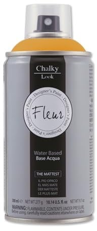 FLEUR Spray Vernice Chalk Paint, Extra Opaco, all' Acqua senza Odore, MultiSuperficie, 300 ml F42 Yellow Ochre, Effetto Gesso, Shabby Chic Vintage, per Mobili, per Interno - Esterno