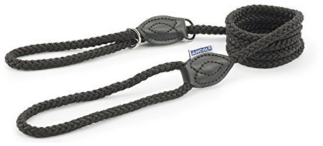 Ancol Rope Slip & Control Lead Black 1.5mx12mm