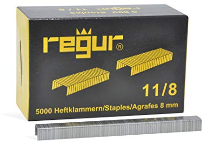 REGUR Typ 11 Flachdraht-Klammern verzinkt - 5.000 Stück in der Länge 11/8 mm – Heftklammern zum Befestigen von Folien, Papier, Pappe, Textilien uvm