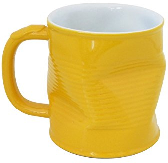 MondoCeram Artis Squashed Tin Can Mug Yellow 7.8oz/220ml, Single