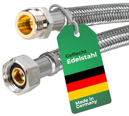 H2O-Flex® Panzerschlauch 3/8ÜM x 3/8AG, Flexschlauch DN8 für Sanitär mit Trinkwasserzulassung, 15cm-5m