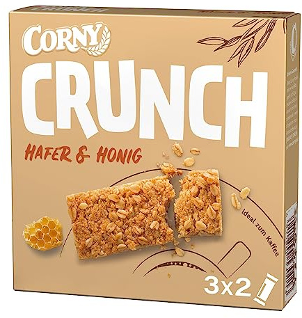 CORNY Crunch Hafer & Honig, knackiger Müsliriegel, 120g Schachtel mit 3 x 2 Riegeln