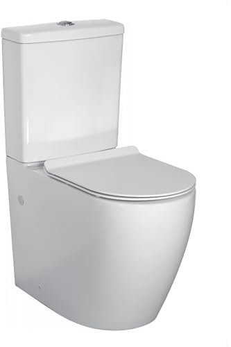 Comfort Height Toilets Closed Coupled Toilet Bathroom WC High Eldery Disabled WC Raised Height Pan Dual Flush Cistern Soft Close Seat Modern Round Elongated Back to Wall Toilet