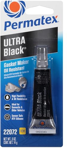 Permatex 22072 Ultra Black RTV Silicone Gasket Maker: Low Odor, Sensor-Safe, Non-Corrosive Sealant with Oil Resistance 14g