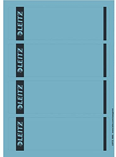 Leitz PC-beschriftbare Rückenschilder selbstklebend für Standard- und Hartpappe-Ordner, 100 Stück, Kurzes und breites Format, 62 x 192 mm, Papier, blau, 16852035