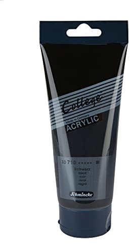 Schmincke - College Acrylic, Schwarz in 200 ml-Tube, 33710014, Acrylfarbe mit Künstler-Pigmenten in hoher Konzentration, deckend und lasierend, lichtecht, seidenmatt