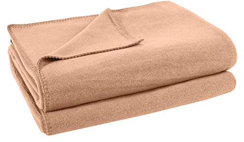 Soft-Fleece-Decke – Polarfleece-Decke mit Häkelstich – flauschige Kuscheldecke – 160x200 cm – 040 sand – von ’zoeppritz since 1828’