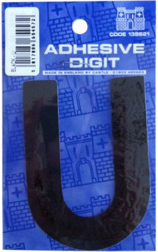 Castle DPX12U Self Adhesive Letter 'U' 3-inch - Black (Pack of 12)
