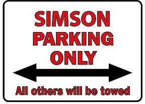 Schild aus Kunststoff - Parkschild - Simson Parking Only - Gr. ca. 40 x 30 cm - 303077