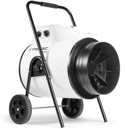 TROTEC Riscaldatore edile TDS 120 R – potenza termica 15 kW / 30 kW – volume d'aria del riscaldatore elettrico 1900 m³/h – termoventilatore per ambienti grandi