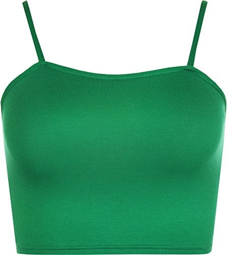WearAll Womens Strappy Sleeveless Ladies Bralet Crop Stretch Vest Top - Jade - 8-10
