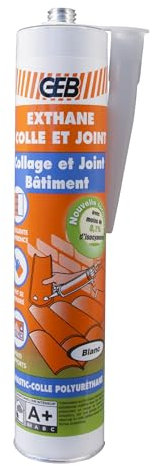 GEB Exthane mastic-colle polyuréthane pour collage et joint bâtiment. Excellente adhérence, peut se peindre, multi-supports. 300ml - Blanc