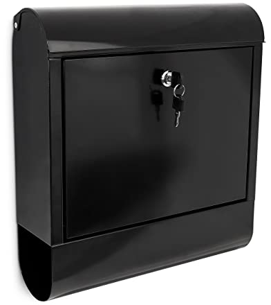 Relaxdays Briefkasten mit Zeitungsfach, Postkasten aus Eisen, Abschließbar, HBT: ca. 41,5 x 38 x 12 cm, schwarz