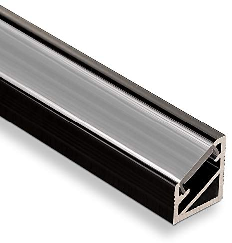 LED Profil-66 Eckprofil schwarz mit opaler Abdeckung 2000 x 14,5 x 16,5 mm von SO-TECH®