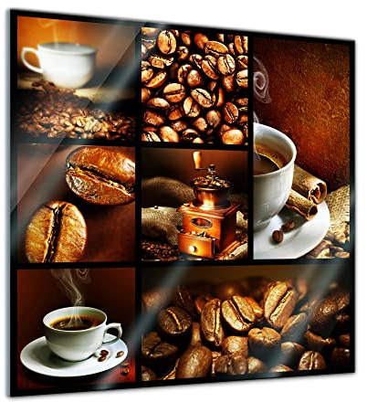 Bilderdepot24 Glasbild - Kaffee Collage II - 20x20 - Deko Glas - Wandbild aus Glas - Bild auf Glas - moderne Glasbilder - Glasfoto - Echtglas