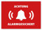 10 Stück - Aufkleber Achtung alarmgesichert (Hinweis auf Alarmanlage, z.B. KFZ, Tresore usw.), rot/weiß, rechteckig, 74x52mm