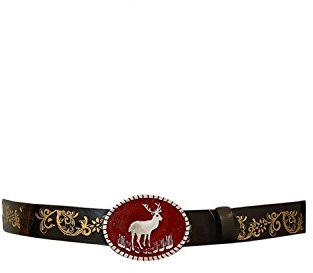 Edelnice Trachtenmode Trachtengürtel aus robustem Rindsleder mit edlen Verzierungen und Schnalle mit Hirsch Prägung Gr. 85-135cm