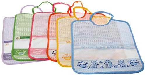 Bubabù BAV275 Lätzchen mit Gummizug zum Besticken für Freunde des Waldes, große Lätzchen aus Frottee, 100% Baumwolle, hergestellt in Italien, 29 x 32 cm