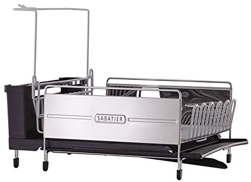 Sabatier 5199813 Expandable Dish Rack with Coated Wire, Stainless Steel, Black