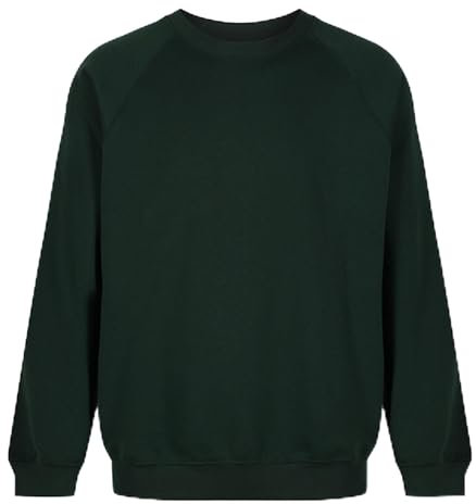 Trutex Crew Neck School Sweatshirt (1-16+ Years), Unisex School Uniform Boys and Girls, Standard Fit School Jumpers for Boys and Girls, School Sweatshirt Kids - Genuine School Uniform Bottle Green