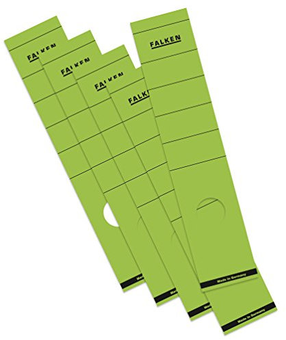 Original Falken 10er Pack Ordner-Rückenschild. Made in Germany. Etiketten 60 x 290 mm selbstklebend für 8 cm breite Ordner grün
