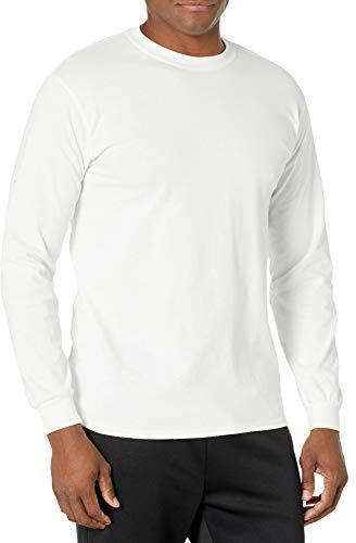 Gildan Men's Ultra Cotton Long Sleeve T-shirt, Style G2400 Shirt, White, XL