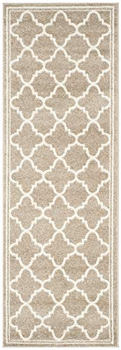 SAFAVIEH Boho Teppich für Wohnzimmer, Esszimmer, Schlafzimmer - Amherst Collection, Kurzer Flor, Weizen und Beige, 69 X 213 cm