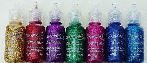 Glitter Glue x7 Assorted Dovecraft Set (Brights) - 20ml each x 7 bottles