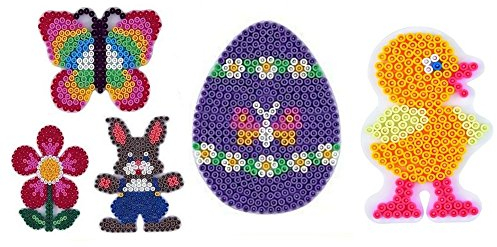 Hama Happy Price Toys Midi Stiftplatten Set 21 - Oster Set 2 - Küken,Ei,Häschen,Blume,Schmetterling Bügelanleitung im Blister Beutel