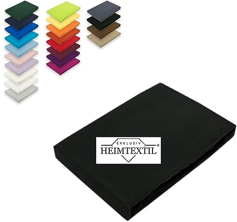EXKLUSIV HEIMTEXTIL Marke Jersey Spannbettlaken 90-100 x 200 cm 100% Baumwolle Öko - Tex Zertifiziert, Markenqualität, Matratzenhöhe bis 25 cm, Schwarz