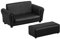 HOMCOM Kindersessel mit Fußhocker, Kindercouch mit Hocker, Kindersofa, Sofa Sessel, Schwarz, 83 x 42 x 41 cm