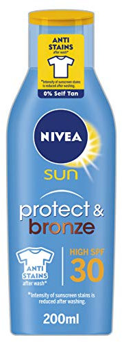 Nivea Sun Protect & Bronze Sonnenschutz Lotion - LSF 30 UVA - Sofortige Schutz - Widerstandsfähig gegen Wasser 200ml