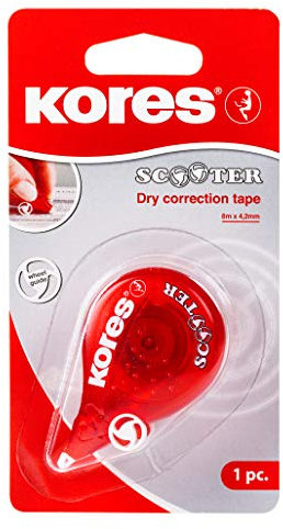 Kores 84823 - Scooter: Korrekturroller Maus für Studenten und Erwachsene, ein sich nicht ablösender trockener Korrekturroller mit Räderführung und in ergonomischer Form, Schul- und Bürozubehör, 8m x 4,2 mm