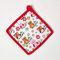 HOMESCAPES - Pure Cotton Pot Holder - Owls - Red Blue - 20 x 20 cm - Fully Coordinated Washable Kitchen Linen