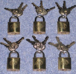 Keyed Alike Tri Circle Lot de 6 cadenas en laiton 25 mm