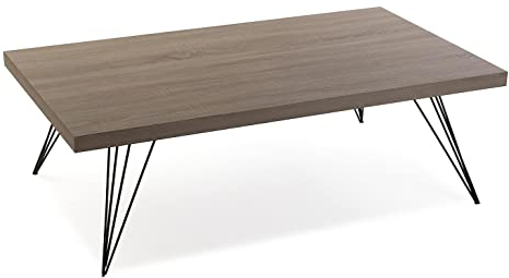 Versa Texas Niedriger Couchtisch, Couchtisch für das Wohnzimmer, Maßnahmen (H x L x B) 38 x 120 x 70 cm, Holz und Metall, Farbe: Braun und Schwarz