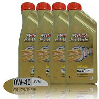 4x 1 L = 4 Liter Castrol Edge Fluid Titanium 0W-40 A3/B4 Motoröl inkl. Castrol Ölwechselanhänger