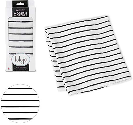 Lulujo Bamboo Swaddle Blanket Modern Collection (Black Messy Stripe)