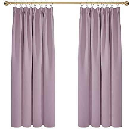 Deconovo Vorhang Blickdicht Kräuselband Verdunkelungsvorhang Kälteschutz Kinderzimmer, 138x117cm(HöhexBreite), Hellpink, 2er Set