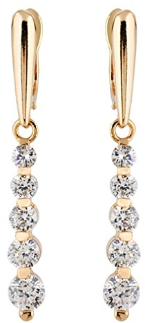 YAZILIND Elegante 18K Gold überzog runde weiße Zirkonia CZ Troddel baumeln Ohrringe für Frauen